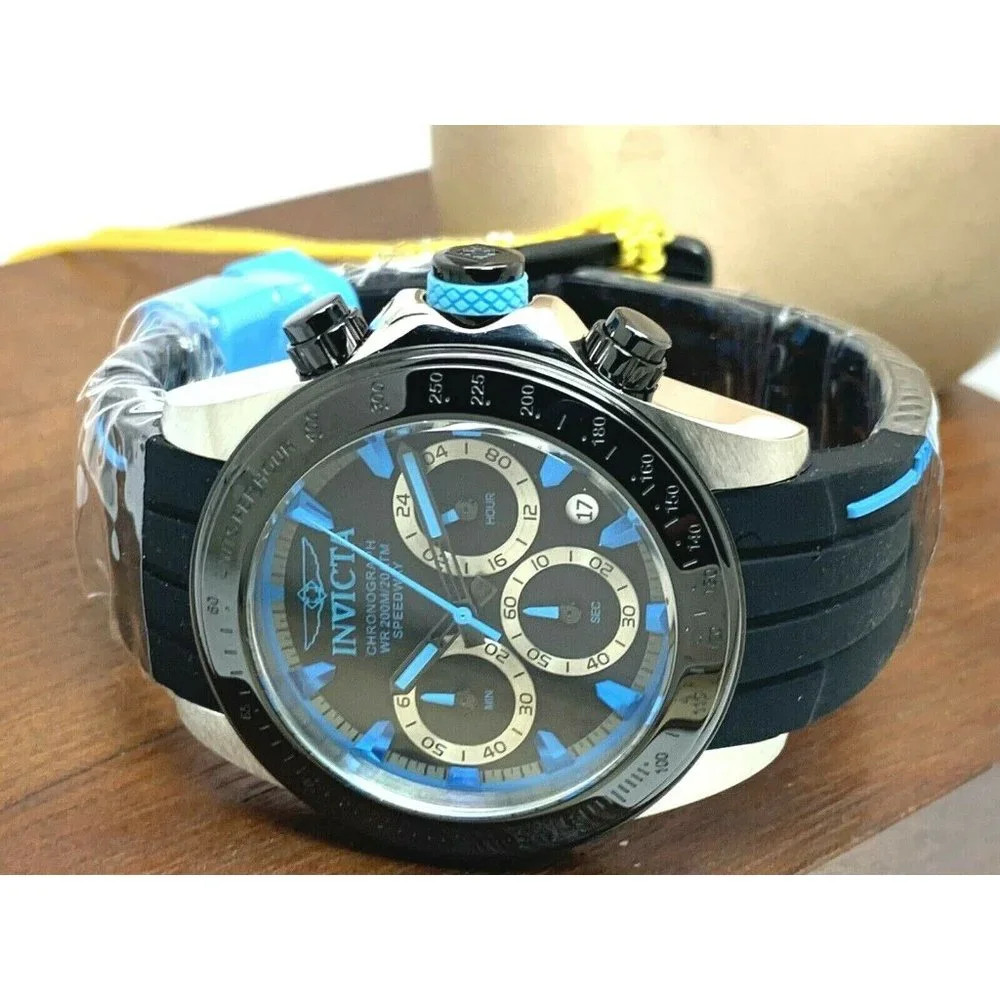 Invicta Men's Watch 17193 Speedway Chronograph Quartz Blue Black Rubber Band - Picture 7 of 12